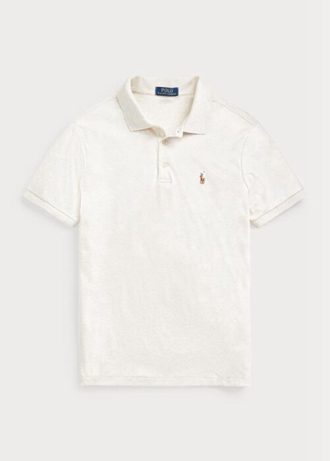 Beige Men’s Ralph Lauren Custom Slim Fit Soft Cotton Polo Shirts