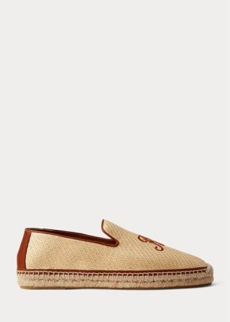 Beige Men’s Ralph Lauren Embroidered Canvas Loafers