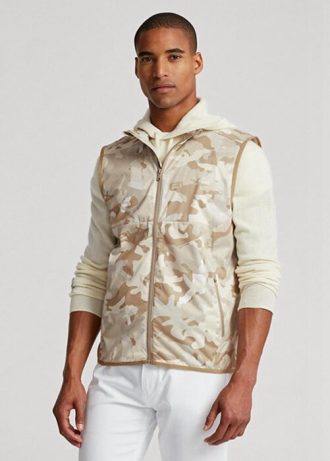 Beige Men’s Ralph Lauren GolfGolf-camo Water-repellent Packable Gilet Jackets