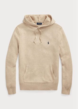Beige Men’s Ralph Lauren Textured Cotton Hooded Jumper Sweaters Beige Men’s Ralph Lauren Textured Cotton Hooded Jumper Sweaters