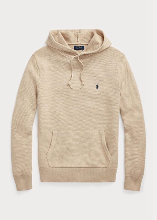 Beige Men’s Ralph Lauren Textured Cotton Hooded Jumper Sweaters Beige Men’s Ralph Lauren Textured Cotton Hooded Jumper Sweaters