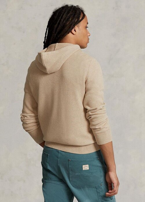 Beige Men’s Ralph Lauren Textured Cotton Hooded Jumper Sweaters Beige Men’s Ralph Lauren Textured Cotton Hooded Jumper Sweaters