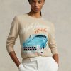 Beige Women’s Ralph Lauren ar-Motif Cashmere-Blend Sweaters