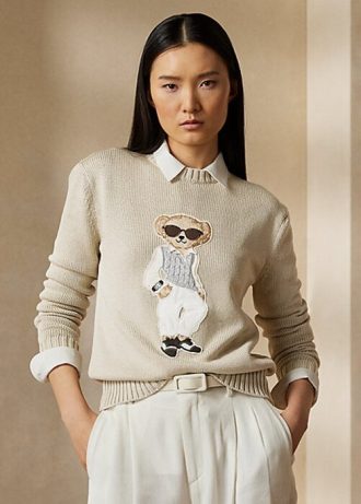 beige women s ralph lauren cable bear silk sweaters 1 330x461 - Beige Women's Ralph Lauren Cable Bear Silk Sweaters