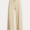 Beige Women’s Ralph Lauren Cropped Fleece Wide-Leg Pants