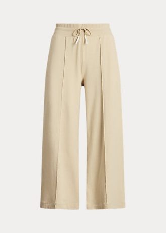 Beige Women’s Ralph Lauren Cropped Fleece Wide-Leg Pants