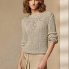 Beige Women’s Ralph Lauren Embellished Silk Rollneck Sweaters