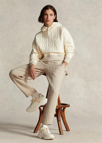 Beige Women’s Ralph Lauren Logo Cable-quilted Jerseys  Pants