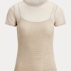 Beige Women’s Ralph Lauren Mesh Short-Sleeve Sweaters