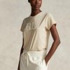 Beige Women’s Ralph Lauren Rl-suede-applique Jersey T Shirts Beige Women’s Ralph Lauren Rl-suede-applique Jersey T Shirts