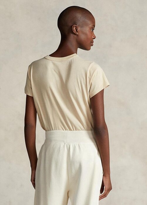 Beige Women’s Ralph Lauren Rl-suede-applique Jersey T Shirts Beige Women’s Ralph Lauren Rl-suede-applique Jersey T Shirts