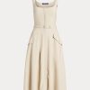 Beige Women’s Ralph Lauren Semira Wool Gabardine Day Dress