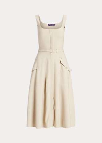 Beige Women’s Ralph Lauren Semira Wool Gabardine Day Dress