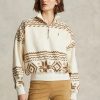 Beige Women’s Ralph Lauren Tonal Fair Isle-motif Fleece Pullover Sweatshirts