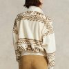 Beige Women’s Ralph Lauren Tonal Fair Isle-motif Fleece Pullover Sweatshirts