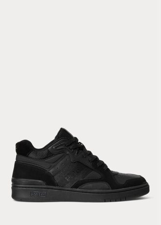 Black / Black Men’s Ralph Lauren Court Mid Pro Sneakers