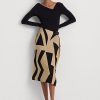 Black / Brown Women’s Ralph Lauren Geo-Print Cotton-Blend Pencil Skirts