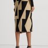 Black / Brown Women’s Ralph Lauren Geo-Print Cotton-Blend Pencil Skirts