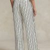 Black / Cream Women’s Ralph Lauren Striped Satin Wide-Leg Pants