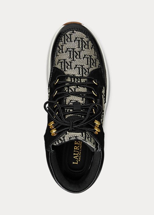 Black / Grey Women’s Ralph Lauren Rylee Monogram Jacquard High-Top Sneakers Black / Grey Women’s Ralph Lauren Rylee Monogram Jacquard High-Top Sneakers