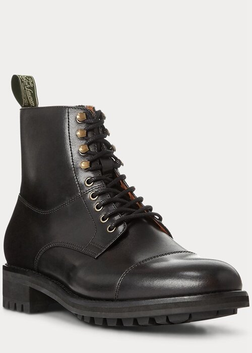 Black Men’s Ralph Lauren Bryson Cap-Toe Leather Boots Black Men’s Ralph Lauren Bryson Cap-Toe Leather Boots