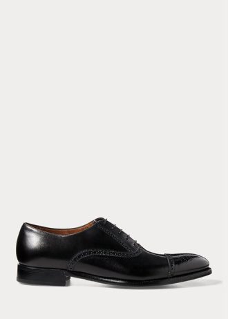 Black Men’s Ralph Lauren Denver Cap-Toe Dress Shoes