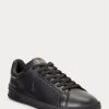 Black Men’s Ralph Lauren Heritage Court II Leather Sneakers