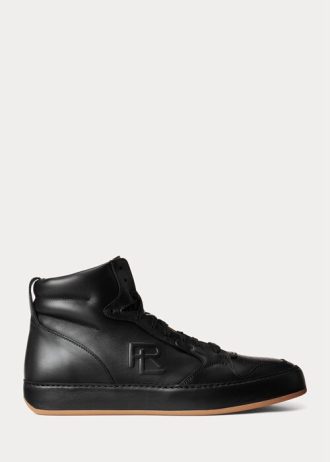Black Men’s Ralph Lauren Jaemyn Calfskin High-Top Sneakers
