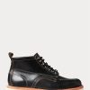 Black Men’s Ralph Lauren Leather Lace-Up Boots
