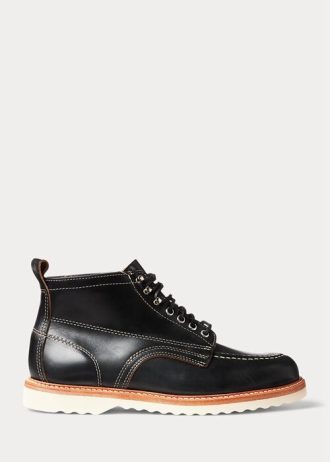 Black Men’s Ralph Lauren Leather Lace-Up Boots