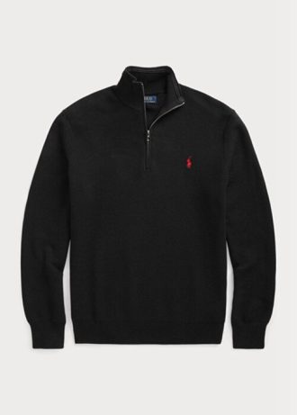 Black Men’s Ralph Lauren Mesh-knit Cotton Quarter-zip Jumper Sweaters Black Men’s Ralph Lauren Mesh-knit Cotton Quarter-zip Jumper Sweaters