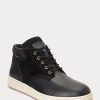 Black Men’s Ralph Lauren Waterproof Leather-Suede Boots