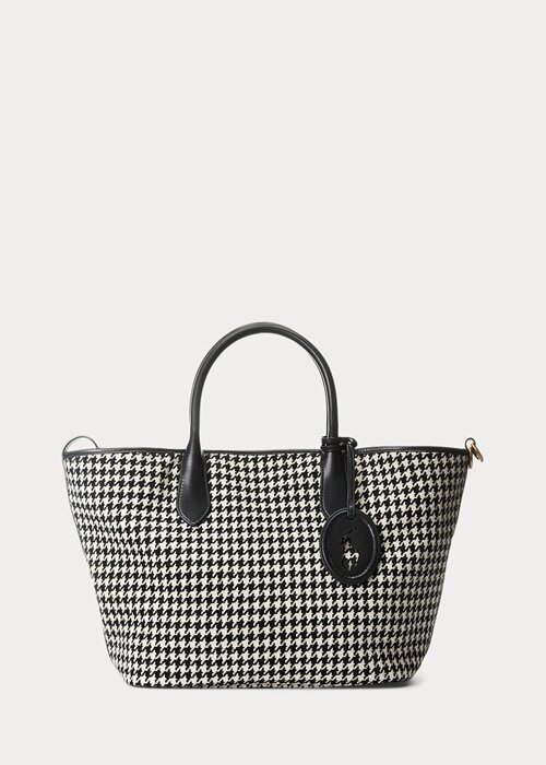 Black/White Houndstooth Women’s Ralph Lauren Houndstooth Medium Bellport Tote Bags Black/White Houndstooth Women’s Ralph Lauren Houndstooth Medium Bellport Tote Bags