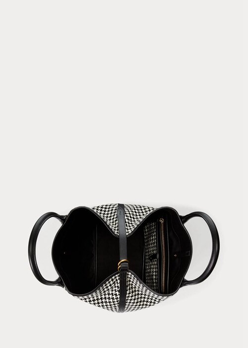 Black/White Houndstooth Women’s Ralph Lauren Houndstooth Medium Bellport Tote Bags Black/White Houndstooth Women’s Ralph Lauren Houndstooth Medium Bellport Tote Bags