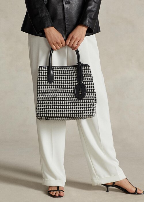 Black/White Houndstooth Women’s Ralph Lauren Houndstooth Medium Bellport Tote Bags Black/White Houndstooth Women’s Ralph Lauren Houndstooth Medium Bellport Tote Bags