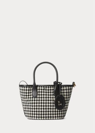 Black/White Houndstooth Women’s Ralph Lauren Houndstooth Mini Bellport Tote Bags