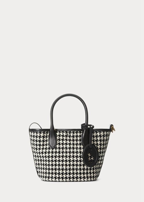 Black/White Houndstooth Women’s Ralph Lauren Houndstooth Mini Bellport Tote Bags Black/White Houndstooth Women’s Ralph Lauren Houndstooth Mini Bellport Tote Bags