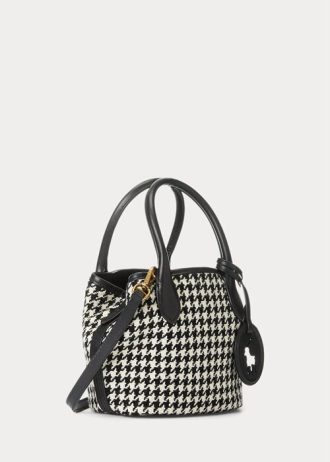 Black/White Houndstooth Women’s Ralph Lauren Houndstooth Mini Bellport Tote Bags