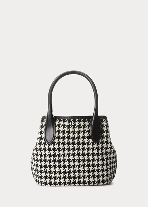 Black/White Houndstooth Women’s Ralph Lauren Houndstooth Mini Bellport Tote Bags Black/White Houndstooth Women’s Ralph Lauren Houndstooth Mini Bellport Tote Bags