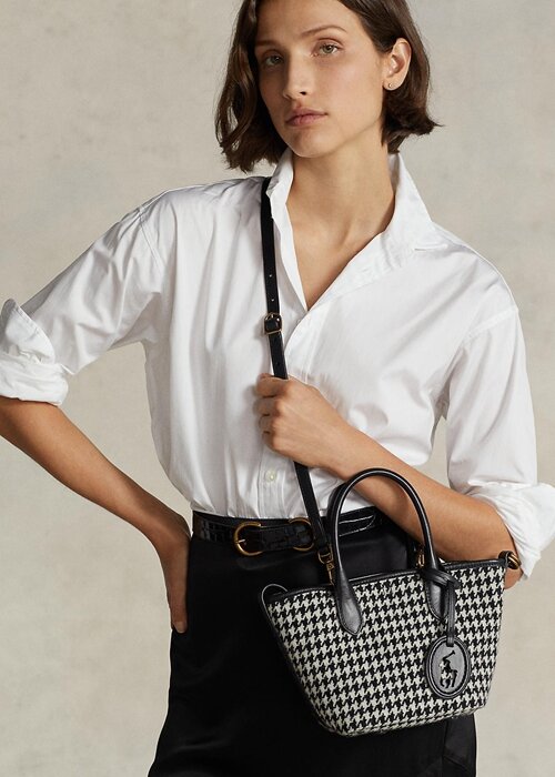 Black/White Houndstooth Women’s Ralph Lauren Houndstooth Mini Bellport Tote Bags Black/White Houndstooth Women’s Ralph Lauren Houndstooth Mini Bellport Tote Bags