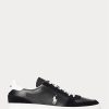 Black / White Men’s Ralph Lauren Court Leather-Suede Sneakers Black / White Men’s Ralph Lauren Court Leather-Suede Sneakers