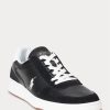 Black / White Men’s Ralph Lauren Court Leather-Suede Sneakers Black / White Men’s Ralph Lauren Court Leather-Suede Sneakers