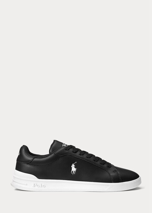 Black / White Men’s Ralph Lauren Heritage Court II Leather Sneakers Black / White Men’s Ralph Lauren Heritage Court II Leather Sneakers