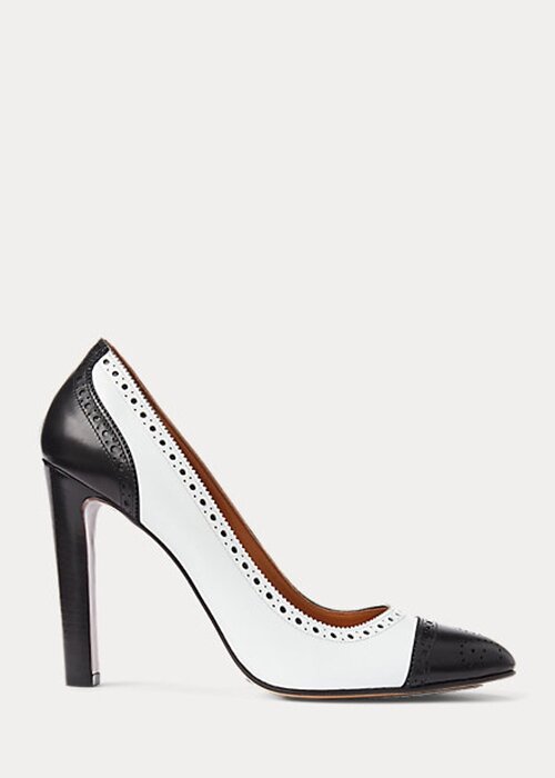 Black / White Women’s Ralph Lauren Ainsley Color-Blocked Calfskin Heels Black / White Women’s Ralph Lauren Ainsley Color-Blocked Calfskin Heels