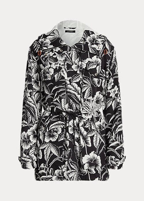 Black / White Women’s Ralph Lauren Floral Ripstop Hooded Windbreaker Black / White Women’s Ralph Lauren Floral Ripstop Hooded Windbreaker