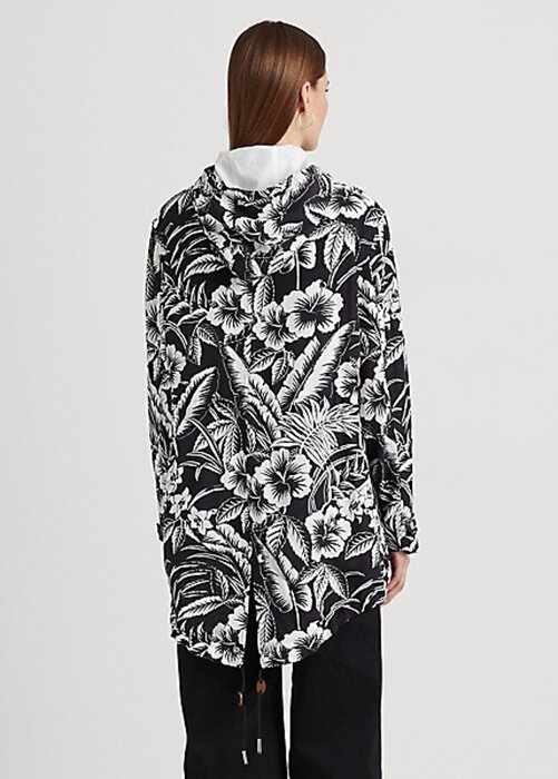 Black / White Women’s Ralph Lauren Floral Ripstop Hooded Windbreaker Black / White Women’s Ralph Lauren Floral Ripstop Hooded Windbreaker