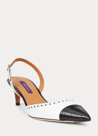 Black / White Women’s Ralph Lauren Garland Color-Blocked Slingback Heels