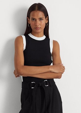 Black / White Women’s Ralph Lauren Two-Tone Sleeveless Sweaters