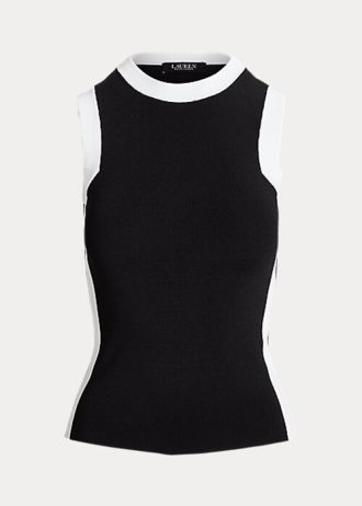Black / White Women’s Ralph Lauren Two-Tone Sleeveless Sweaters