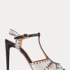 Black / White Women’s Ralph Lauren Vasile Embellished Satin Heels